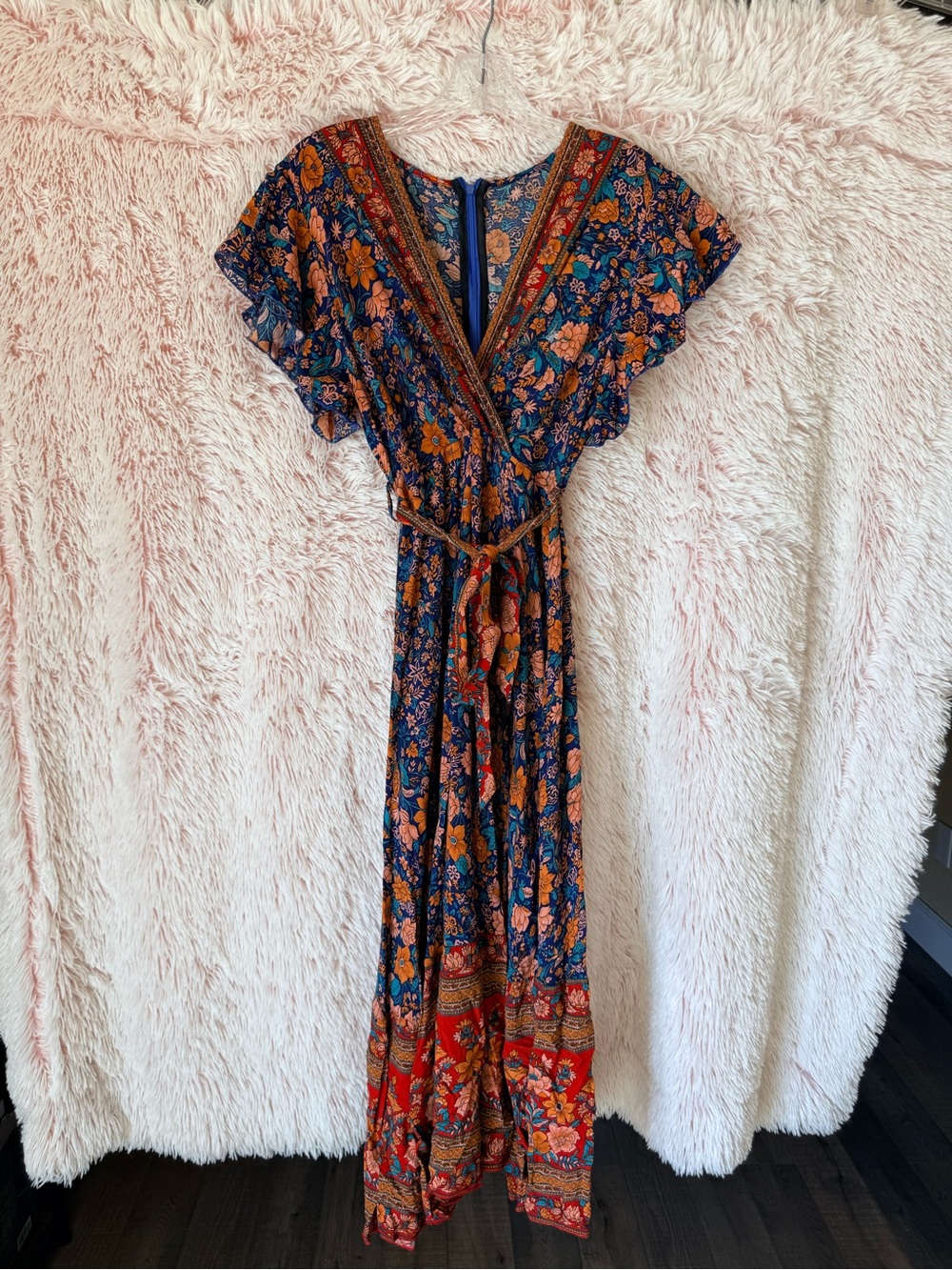 Floral Tiered Maxi Dress in Navy and Rust